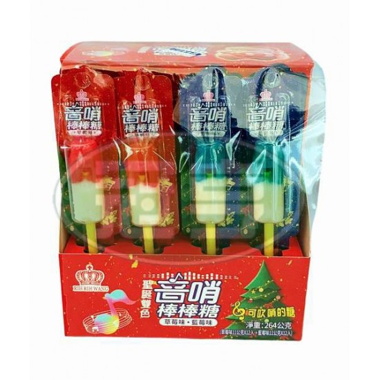 日日旺聖誕雙色音哨棒棒糖(11g*24入/盒)