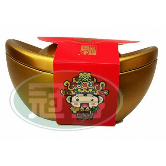 蓬萊富貴吉利橘子味軟糖(鋁盒元寶)-全素