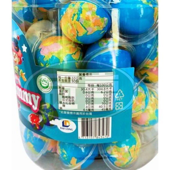 敬洋DAI LONG地球造型夾心軟糖(10g*60入/罐)